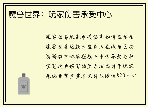 魔兽世界：玩家伤害承受中心